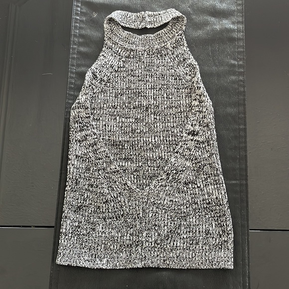 High Neck Dynamite Halter Top - grey and black- Size Small - Picture 2 of 3